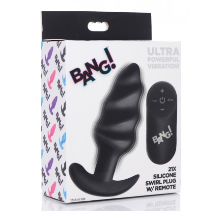 XR Brands | 21X Vibrating Silicone Swirl Butt Plug with Remote |