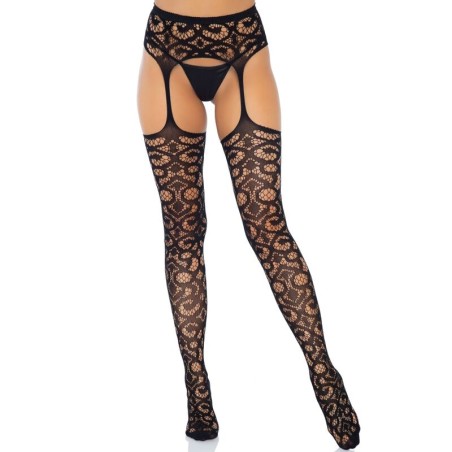 Leg Avenue | Scroll Lace Garter Belt Stockings | One Size