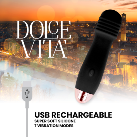 DOLCE VITA | RECHARGEABLE VIBRATOR THREE | BLACK | 7 SPEED