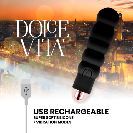 DOLCE VITA 6 | Επαναφορτιζόμενος Δονητής | 7 Speeds | Μαύρος