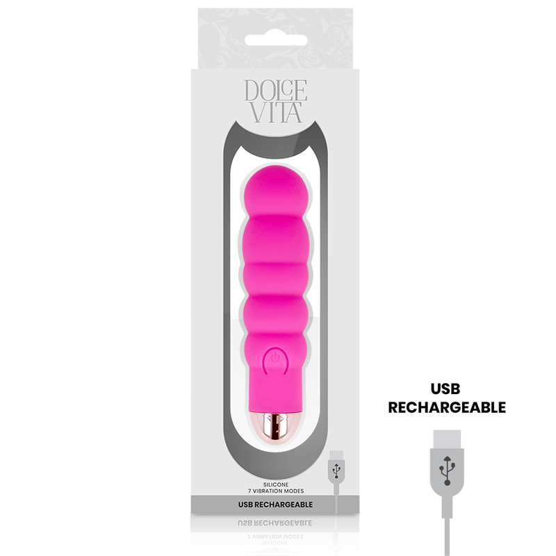 DOLCE VITA RECHARGEABLE VIBRATOR SIX PINK 7 SPEEDS
