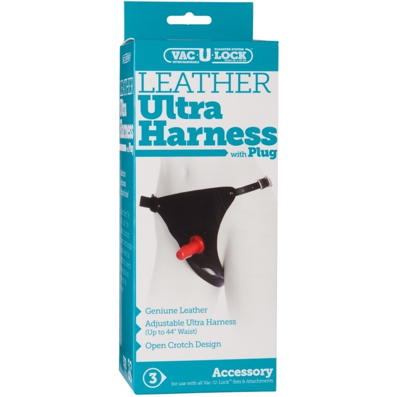 Doc Johnson - Vac-U-Lock - Leather Ultra Harness with Plug