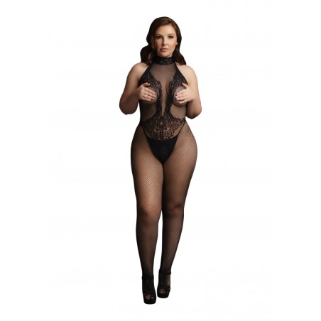 LE DÉSIR | Fishnet and Lace Bodystocking | Black | Size: XL/4XL