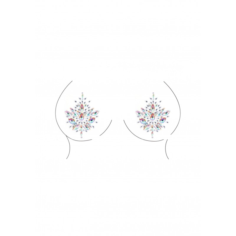 Open-cup Tie Dye strappy teddy & Dazzling Nipple Bling Sticker