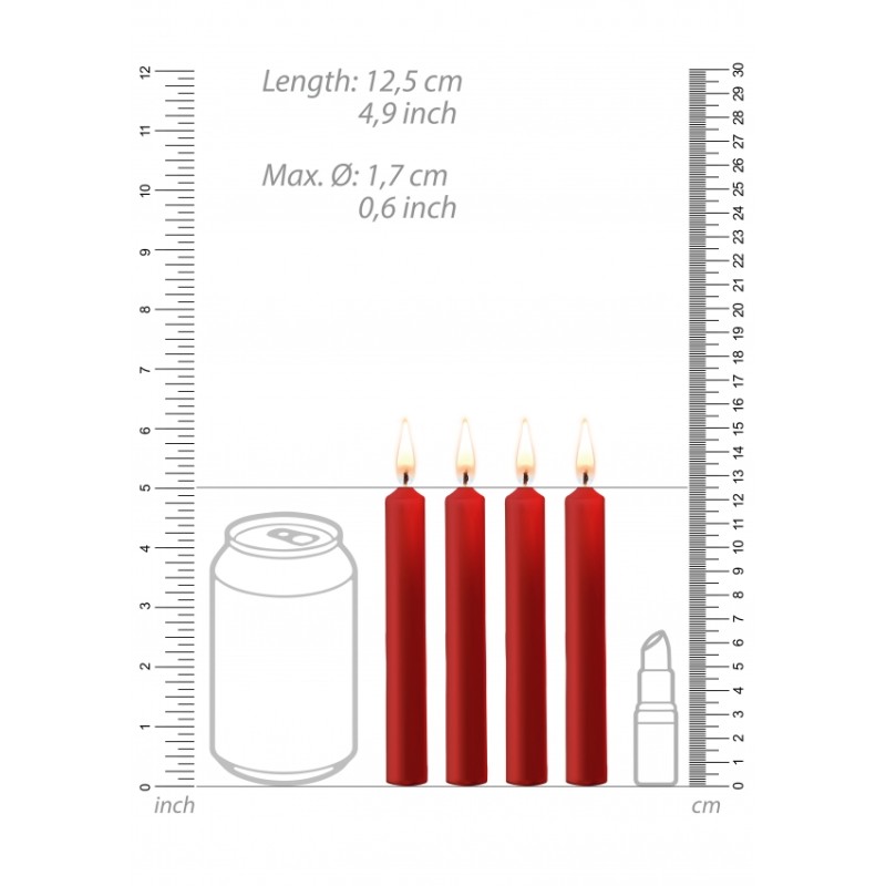 Teasing Wax Candles | Parafin | 4-pack | Red
