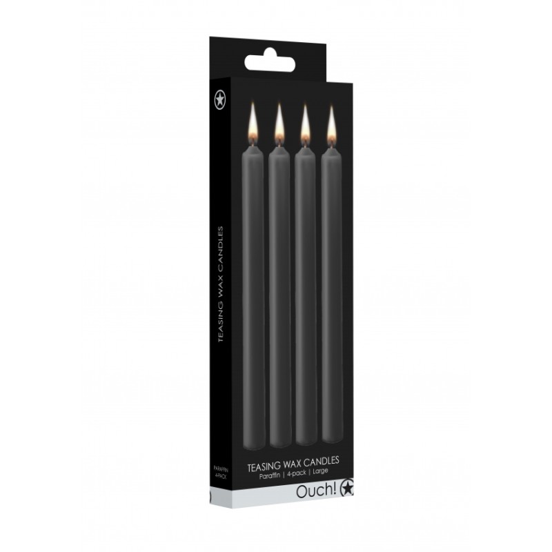 Teasing Wax Candles Large | Parafin | 4-pack | Black
