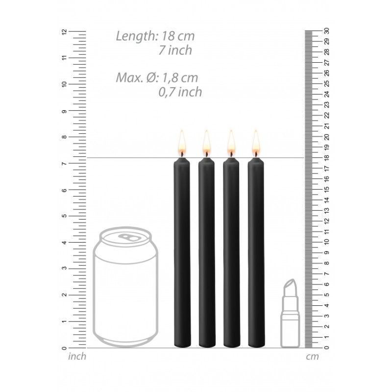 Teasing Wax Candles Large | Parafin | 4-pack | Black