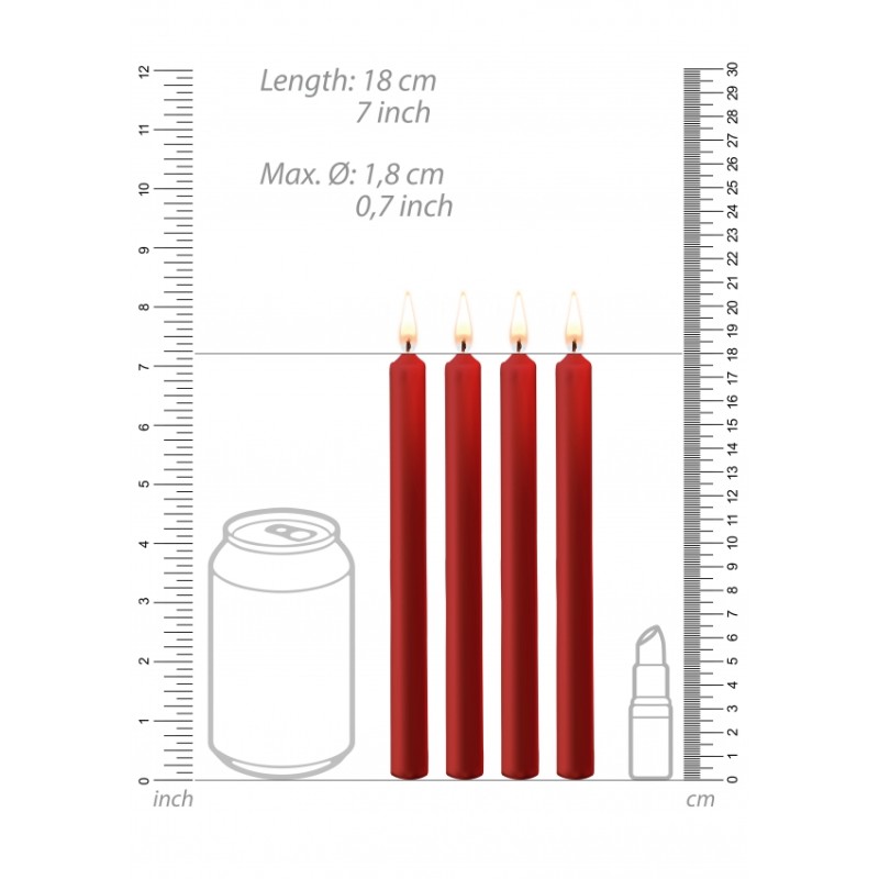 Teasing Wax Candles Large | Parafin | 4-pack | Red