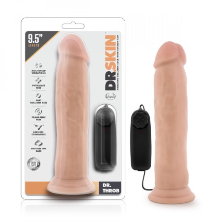 Dr. Skin - Dr. Throb Vibrator With Suction Cup 24cm - Beige