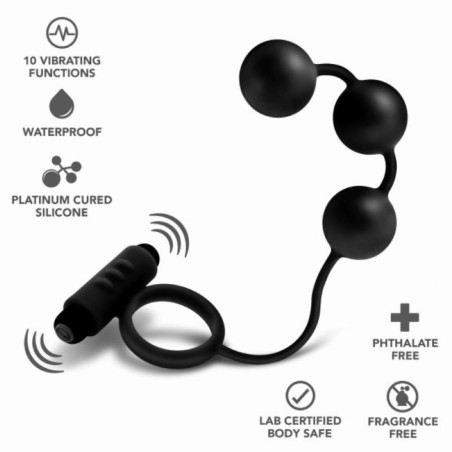 Anal Adventures Platinum | Anal Beads with Vibrating Cockring