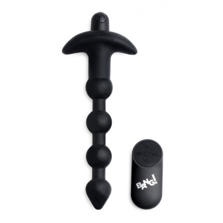 Vibrating Silicone Anal Beads & Remote Control - Black