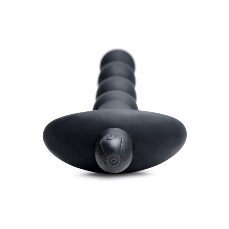 Vibrating Silicone Anal Beads & Remote Control - Black