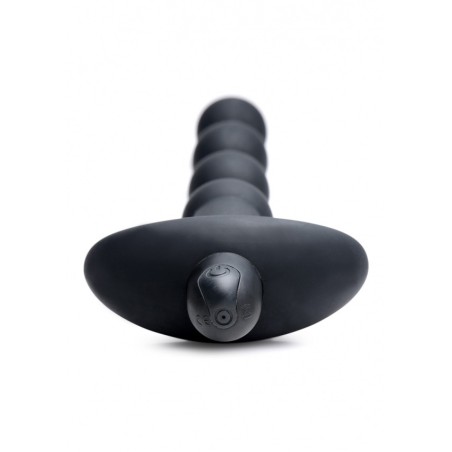 Vibrating Silicone Anal Beads & Remote Control - Black