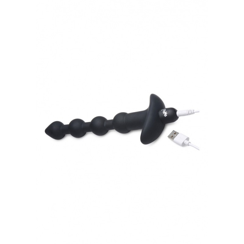Vibrating Silicone Anal Beads & Remote Control - Black