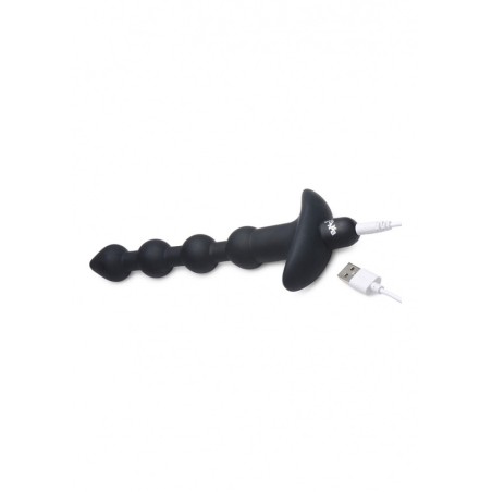 Vibrating Silicone Anal Beads & Remote Control - Black