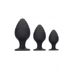 OUCH! | Rippled Butt Plug Set | Black