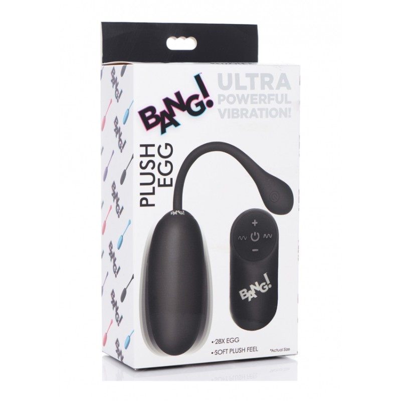 XR BRANDS | 28X Plush Egg & Remote Control | Black XR BRANDS | 28X Plush Egg & Remote Control | Black