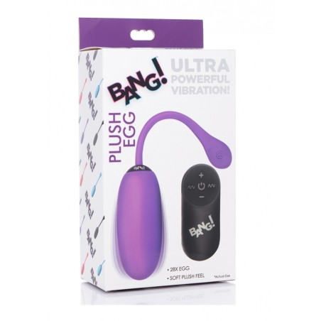 XR BRANDS | 28X Plush Egg & Remote Control | Purple