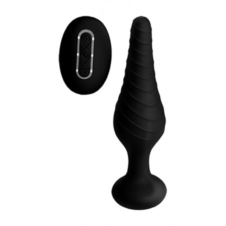 Silicone Vibrating Anal Plug with Remote Control - Μαύρο