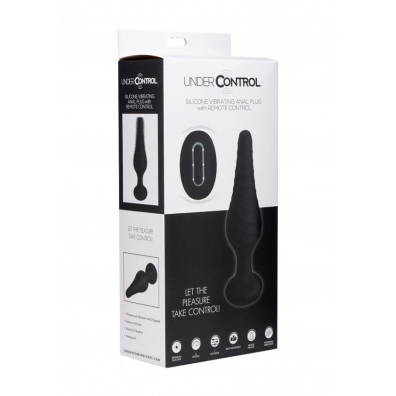 Silicone Vibrating Anal Plug with Remote Control - Μαύρο