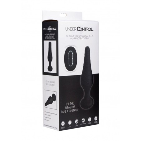 Silicone Vibrating Anal Plug with Remote Control - Μαύρο
