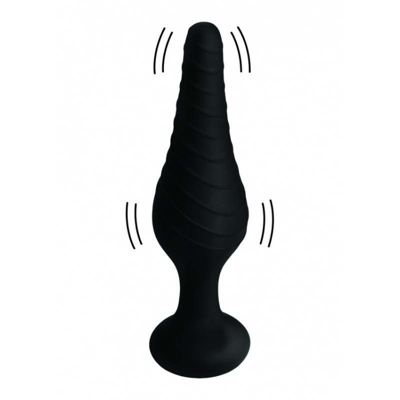 Silicone Vibrating Anal Plug with Remote Control - Μαύρο