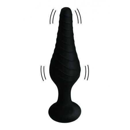 Silicone Vibrating Anal Plug with Remote Control - Μαύρο