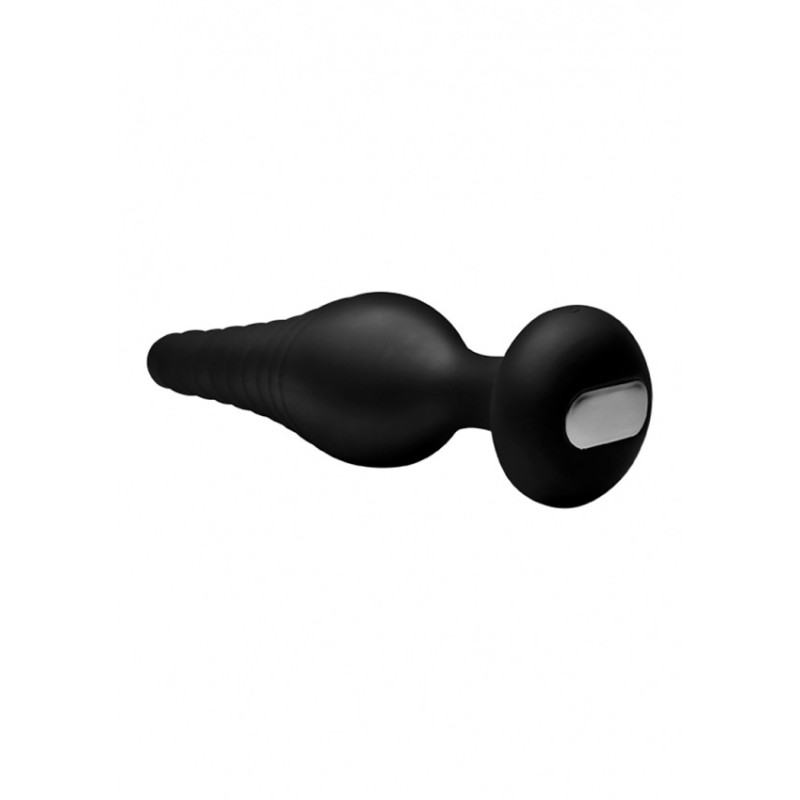 Silicone Vibrating Anal Plug with Remote Control - Μαύρο