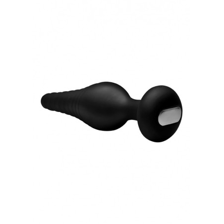 Silicone Vibrating Anal Plug with Remote Control - Μαύρο