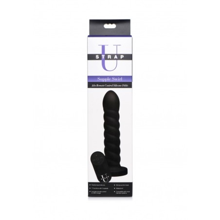 Supple Swirl 21x Remote Control Silicone Dildo - Black