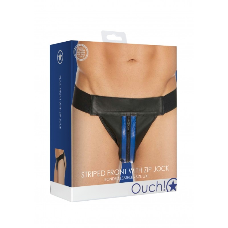Plain Front With Zip | Jockstrap | Black & Blue