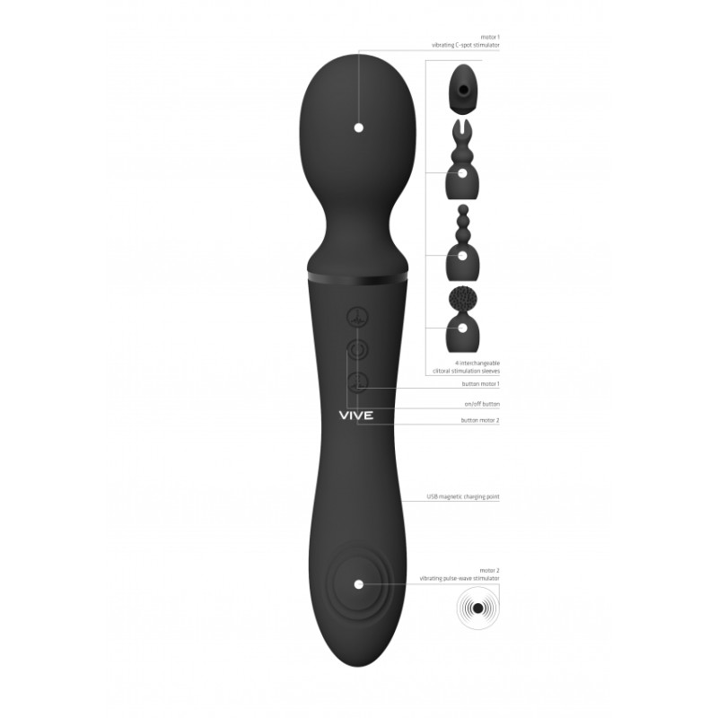 Nami - Pulse Wave & Vibrating Wand - Black