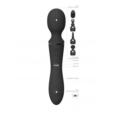 Nami - Pulse Wave & Vibrating Wand - Black