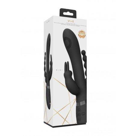 Rini - Pulse Wave & Vibrating Double Penetration Rabbit - Black