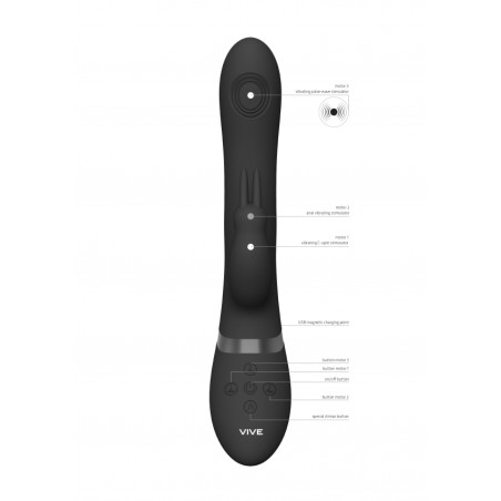 Rini - Pulse Wave & Vibrating Double Penetration Rabbit - Black