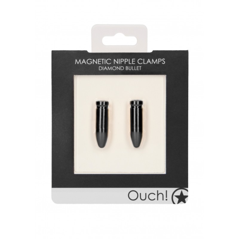 Διέγερση Θηλών | Magnetic Nipple Clamps - Diamond Bullet | Μαύρο
