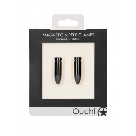 Διέγερση Θηλών | Magnetic Nipple Clamps - Diamond Bullet | Μαύρο