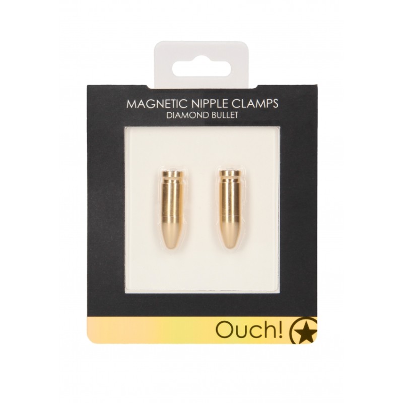 Magnetic Nipple Clamps - Diamond Bullet - Gold