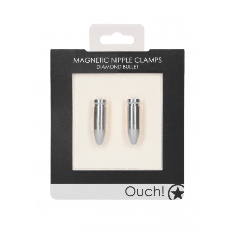 Magnetic Nipple Clamps - Diamond Bullet - Silver