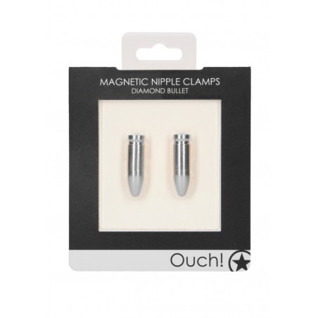 Magnetic Nipple Clamps - Diamond Bullet - Silver