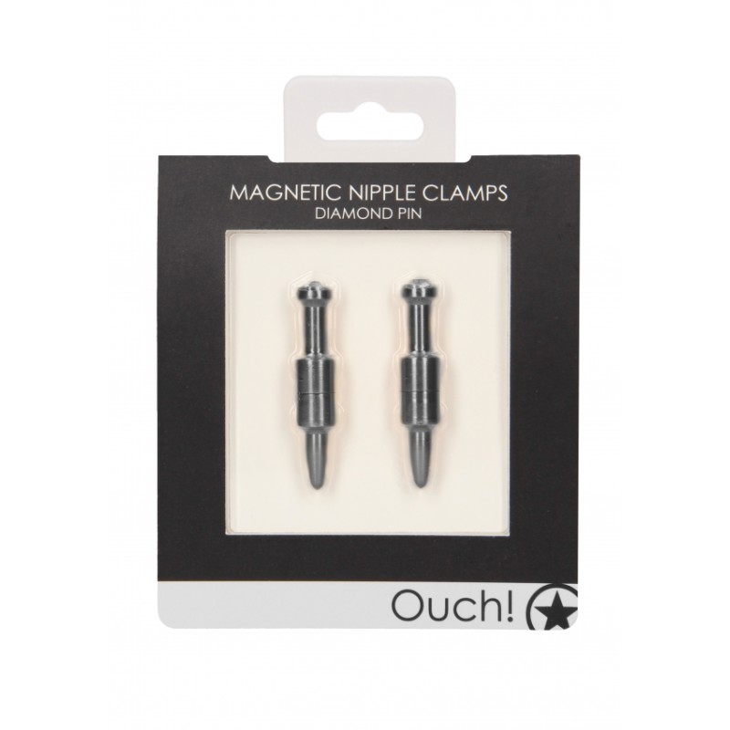 Magnetic Nipple Clamps - Diamond Pin - Silver