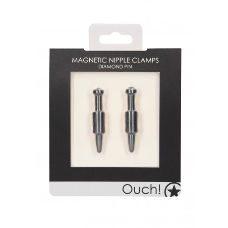 Magnetic Nipple Clamps - Diamond Pin - Silver