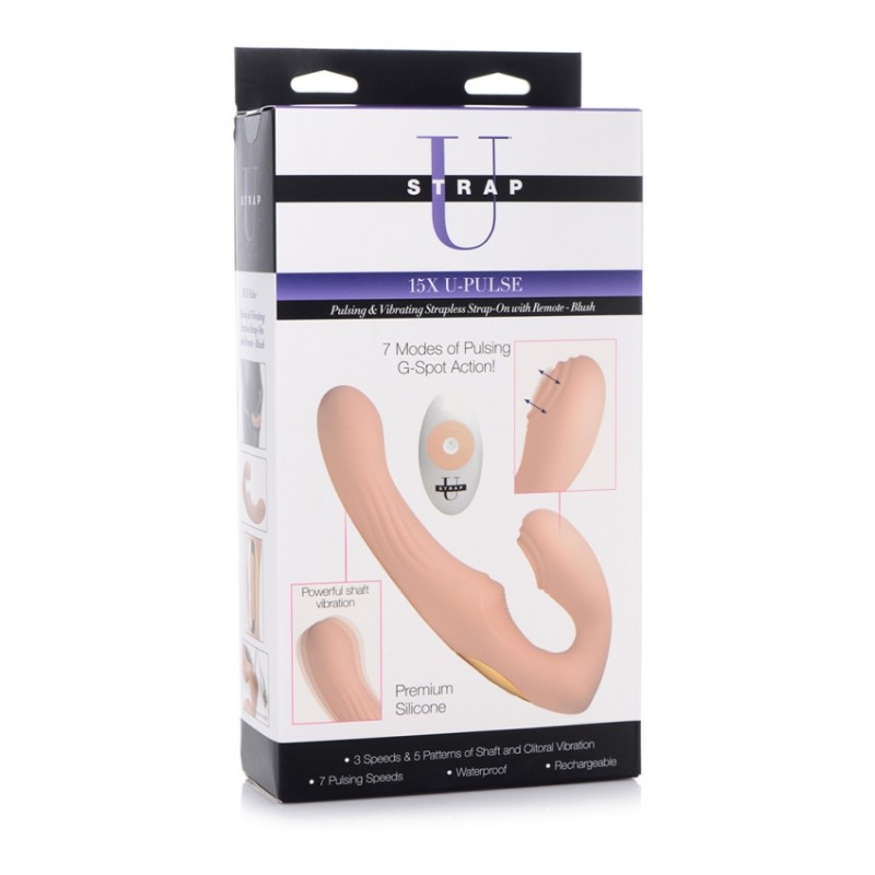 Strapless Strapon with 15X U-Pulse Pulsing and Vibrating and Remote