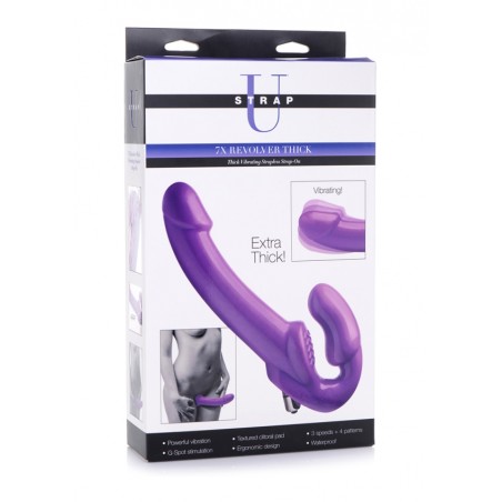 7X Revolver Thick Vibrating Strapless Strap-On | Purple