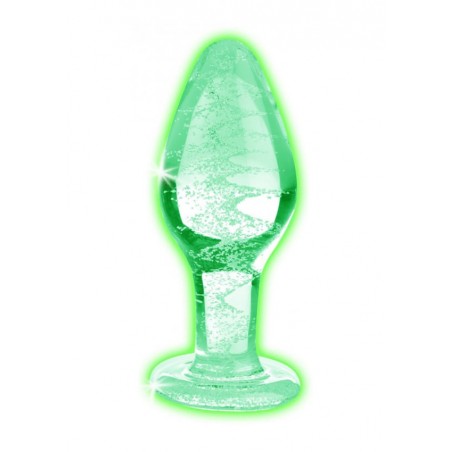 Glow-In-The-Dark Glass Anal Plug - Large