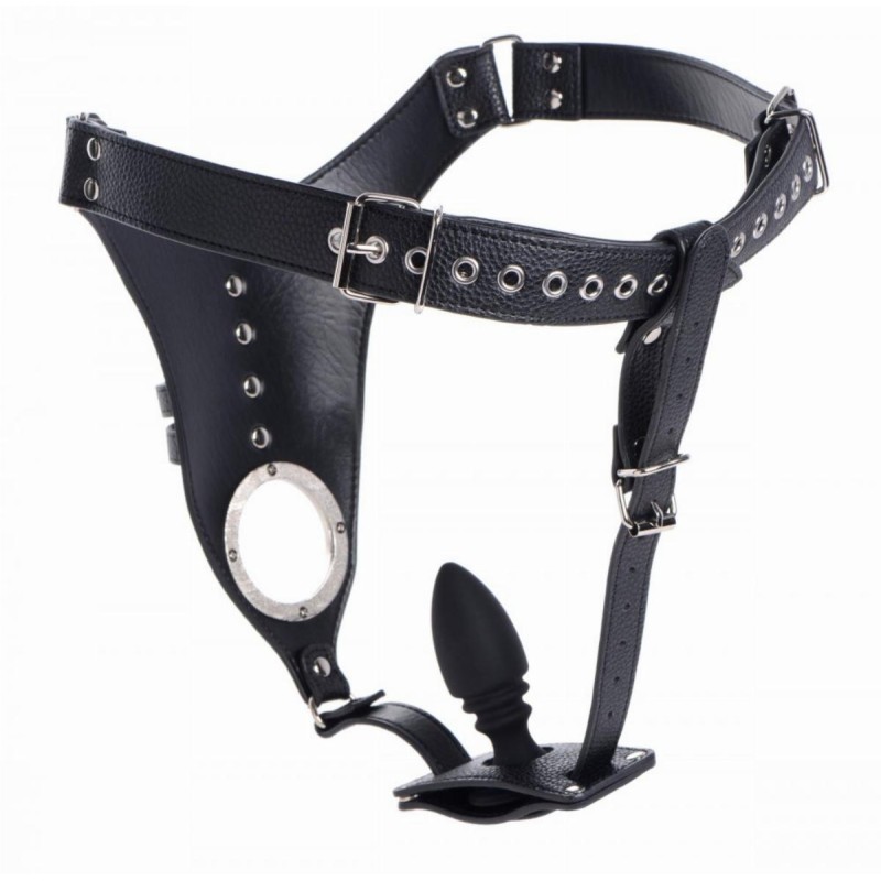 Penis Chastity Belt With Silicone Anal Plug