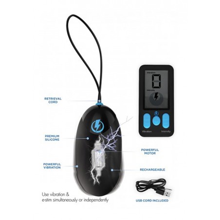 5X Vibrating & E-Stim Silicone Egg + Remote from XR Brands