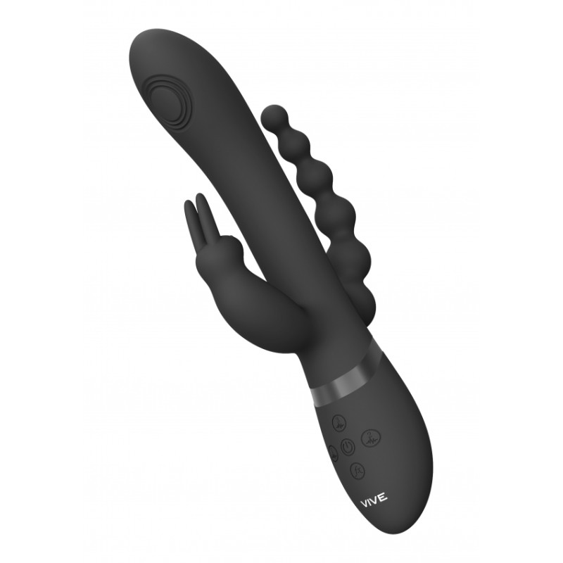 [ SexShop - Bulk ] Pulse Wave & Vibrating Double Penetration Rabbit | Black