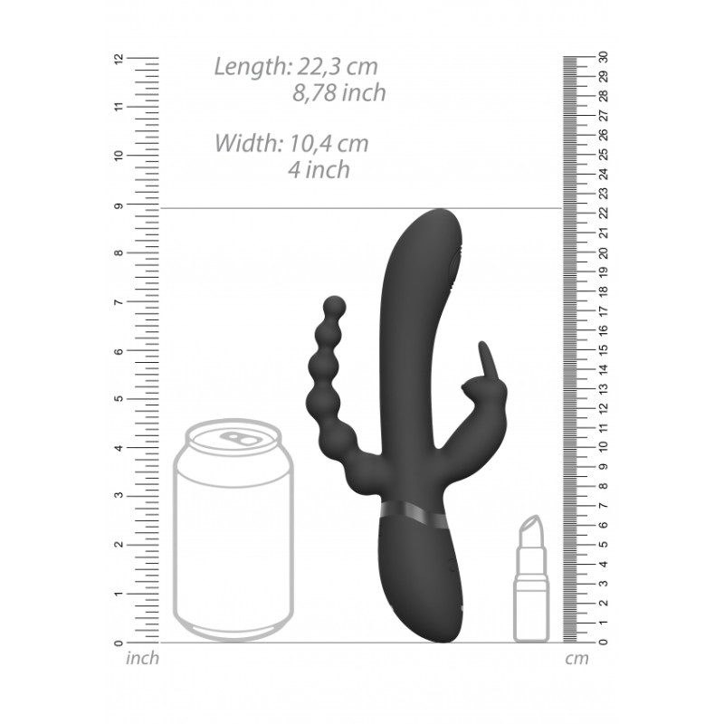 [ SexShop - Bulk ] Pulse Wave & Vibrating Double Penetration Rabbit | Black