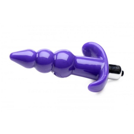Frisky | Bubbly Vibrating Anal Plug With Ribbing | Purple